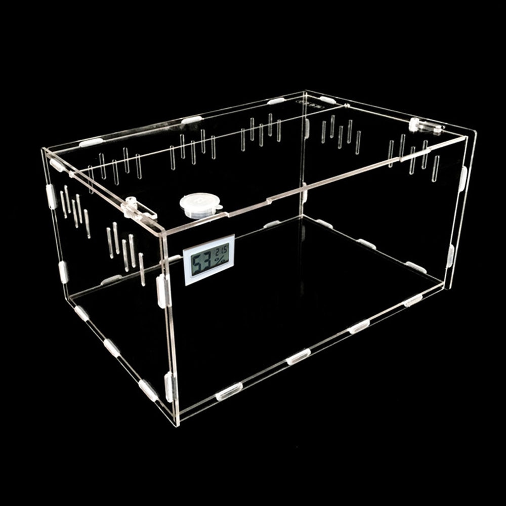 Terrario para reptiles transparente de 30x20x15cm, caja portátil para decoración del hogar, suministros para mascotas, duradero y práctico