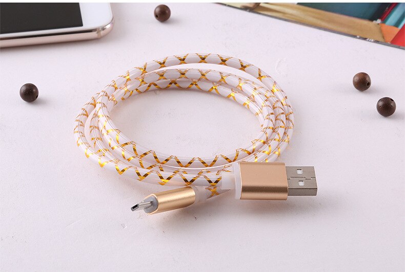1m blits -ladekabel til iphone 6 pluss 7 8 /  ipad 4 mini 1 m ren kobberkjerne 2.0a usb hurtigladning lys datakabel