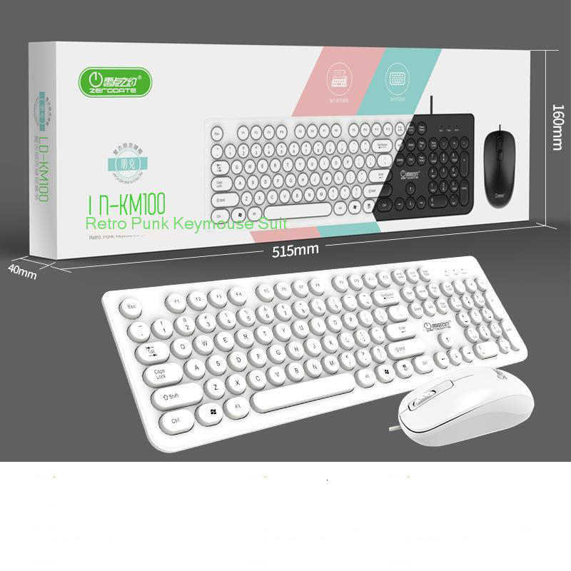Jelly Comb Wired Keyboard Mouse Suit Wired Keyboard for Desktop Laptop Punk Round Key Cap Mechanical Gaming Keyboard Set