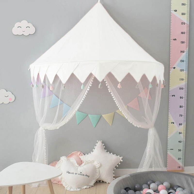 Nordic Mosquito Net Tent White Bed Canopy Curtain Infant Toddler Children Play House Tent Teepee Indoor Outdoor Kids Room Decor: white canopy