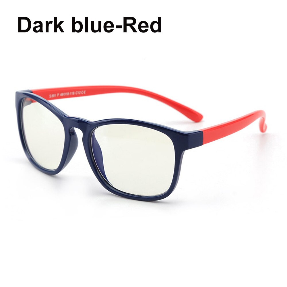 Kids Anti Blue Light Glasses Anti Radiation Anti Eyestrain Children Goggles Boy Girl Silicone Frame Computer Video Game Eyewear: Dark blue-Red