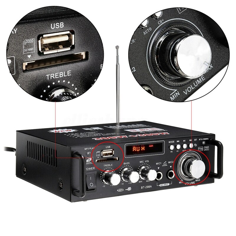 600W Bluetooth stéréo o amplificateur voiture maison HiFi musique SD USB FM ampli 12V/220V prise ue