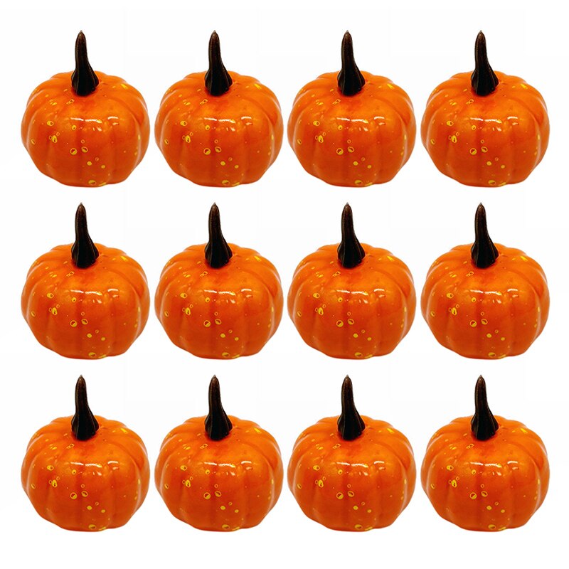 12 PCS Halloween Pumpkin Foam Artificial Mini Halloween Party Decor Orange & White Halloween Simulation Pumpkin Props Figurines: 12pcs yellow