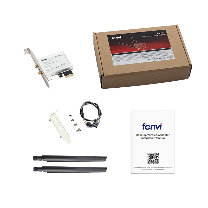 Fenvi Mini PCI-E To PCI-E X1 Wireless Adapter Converter With 2x Antenna for Desktop PC Half Size PCI Express WiFi Network Card