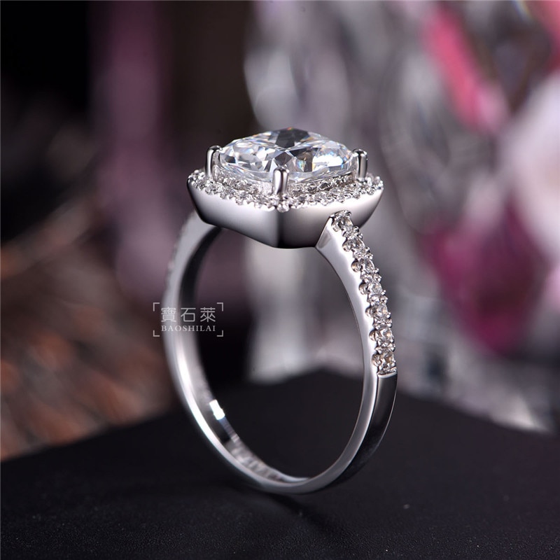 CC Wedding Rings For Women S925 Silver Cubic Zirconia Rectangle White Stone Bridal Engagement Ring Bijoux Femme CC595