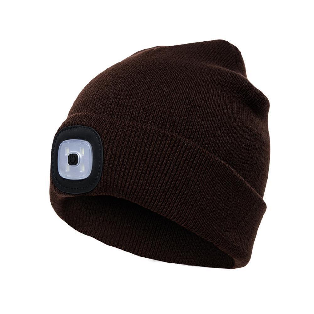 6 LED Light Hat USB Rechargeable Hands Free Flashlight Winter In Knit Beanies Cap LED Warm Outdoor Fishing For Climbing Hat M7K2: B