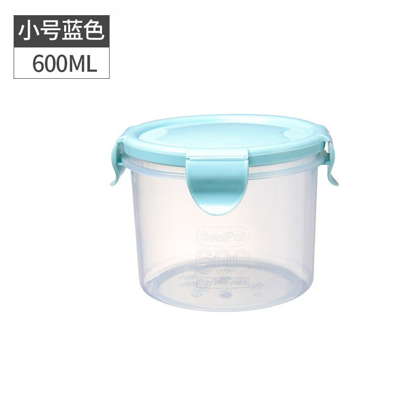 Transparent Plastic Sealed Jar Refrigerator Fresh-Keeping Jar Kitchen Grain Storage Box Food Storage Jar: 600ml  green color