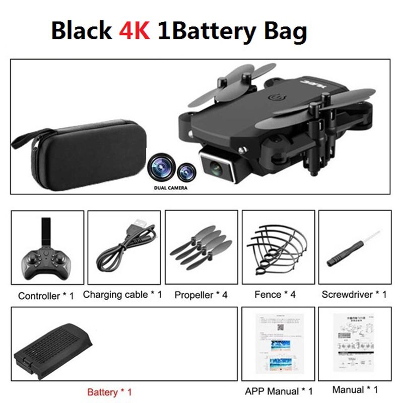 S66 Mini RC Drone 4K HD Della Macchina Fotografica Professionale Fotografia Aerea Elicottero Induzione di Gravità Pieghevole Quadcopter: 4K black Bag 1B