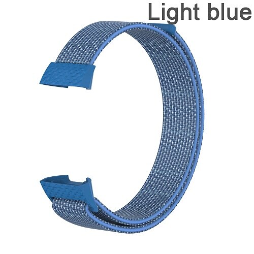 Erstatningsstrop armbånd til fitbit charge 3 strækbart nylonfiberbånd magic tape loop fitness tracker: Lyseblå
