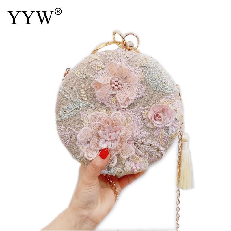 Borla Bolsa Saco de Embreagem Da Noite de Casamento Para As Mulheres de Renda Floral Rodada Bolsa Bolsa Das Senhoras do Estilo Chinês de Casamento Festa Nupcial do baile de Finalistas