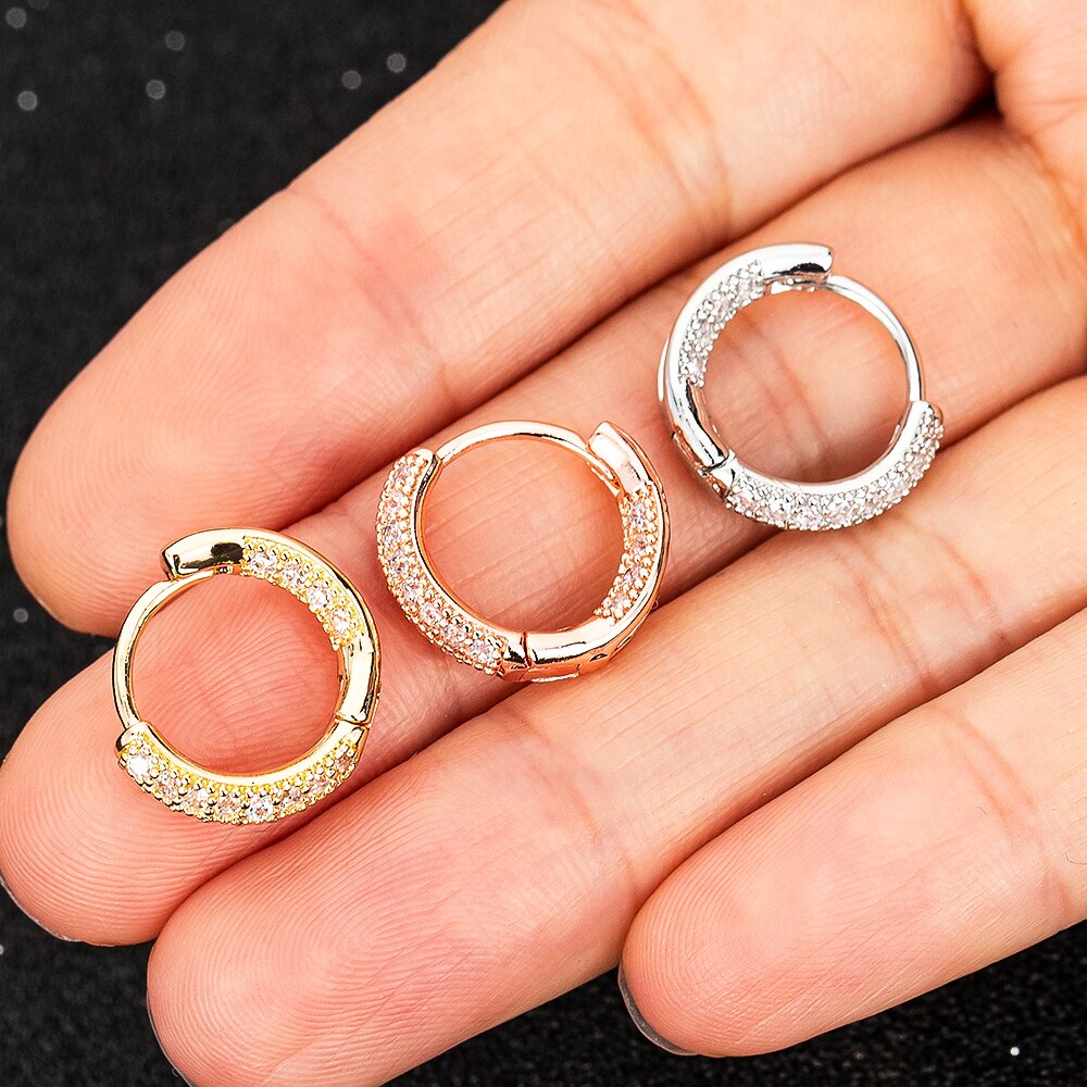 Kleine Cirkel Hoepel Oorbellen Voor Vrouwen Rose Gold Cz Zirconia Ronde Oorbellen Oor Piercing Sieraden Brincos Bijoux