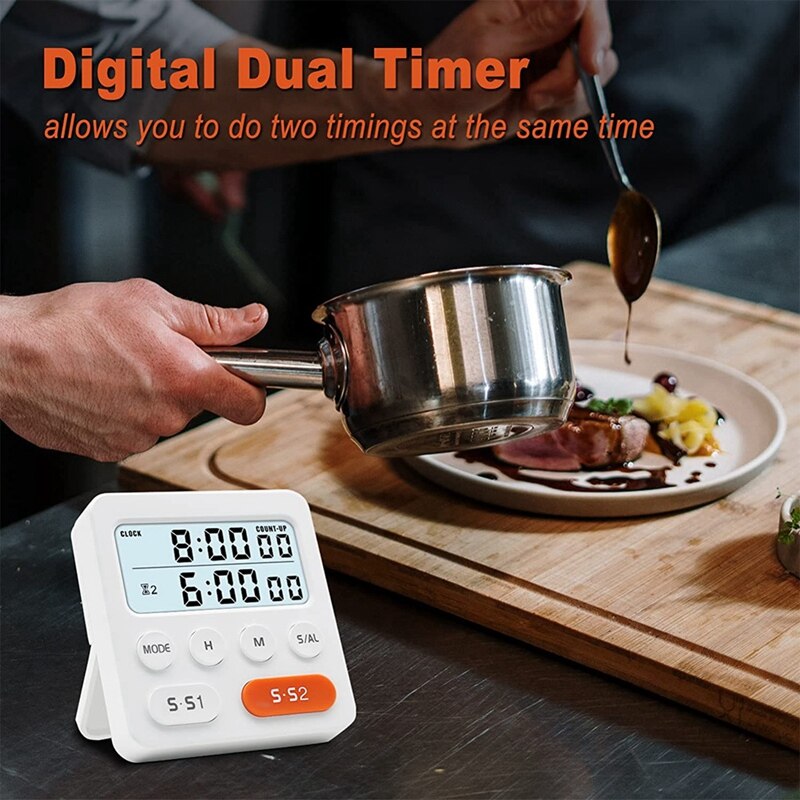 3 In 1 Digital Kitchen Timer Cooking Timer With Large Display Big Digits Alarm Volume Adjustable Multifunctional Timer