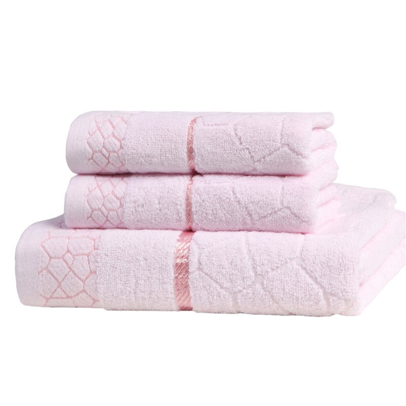 Katoenen Handdoek Sets Absorberende Volwassen Badhanddoeken Effen Kleur Zachte Vriendelijke Strand Gezicht Handdouche Handdoek Voor Badkamer Washandje: Roze