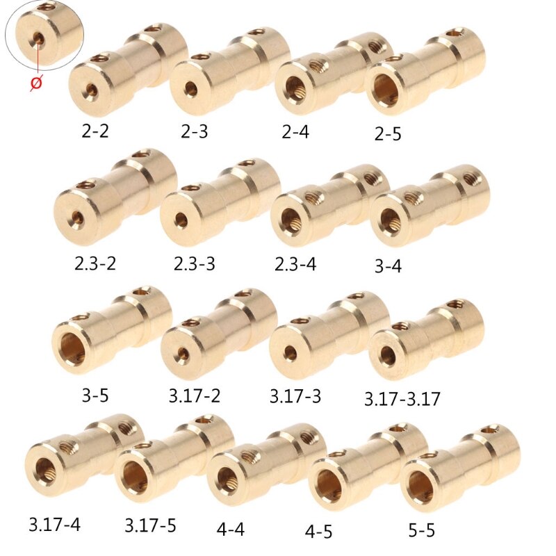 Acoplador del eje de cobre del Motor, adaptador de la manga del conector, 2-5mm, de EE. UU.