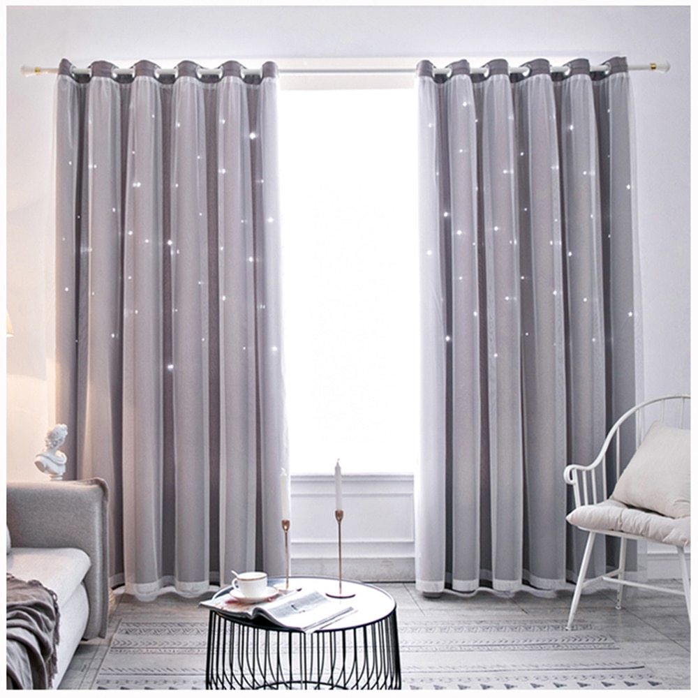 Odern vindu tyll gardiner til stue soverom organza voile gardiner hotell dekorasjon blå rosa ren skyggegardiner: Lysegrå / 1*2.5