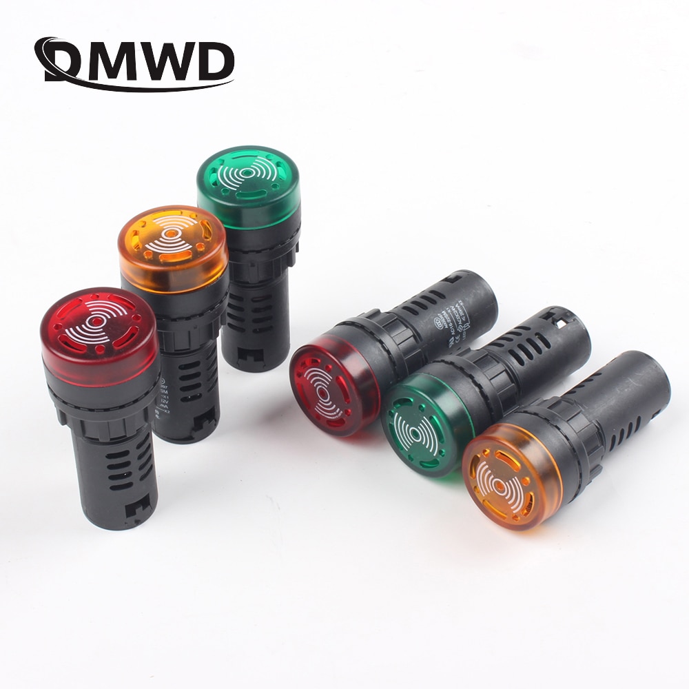 1pc 12V 24V 220V 22mm Flash Signal Light colorful AD16-22SM Red LED Active Buzzer Beep Alarm Indicator Red Green Yellow