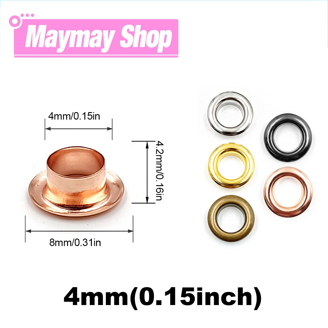 Juego de Ojales metálicos con arandelas para ropa, herramientas de artesanía de cuero, accesorios, zapatos, cinturón, tapa, bolsa, 4mm, 100 Uds.: Mix Color