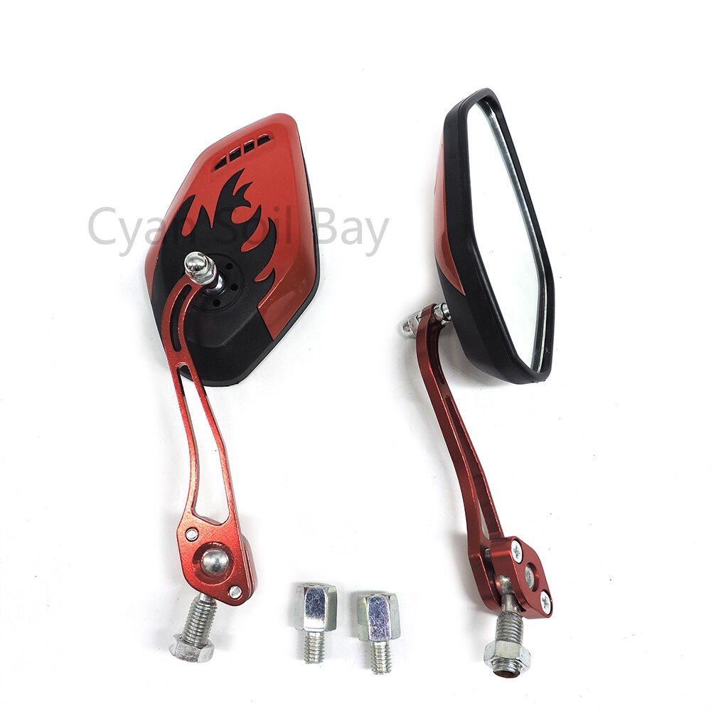 9 colores plano espejo 8mm 10mm tornillos Universal espejo retrovisor de motocicleta aleación de aluminio varilla + carcasa de plástico: Red