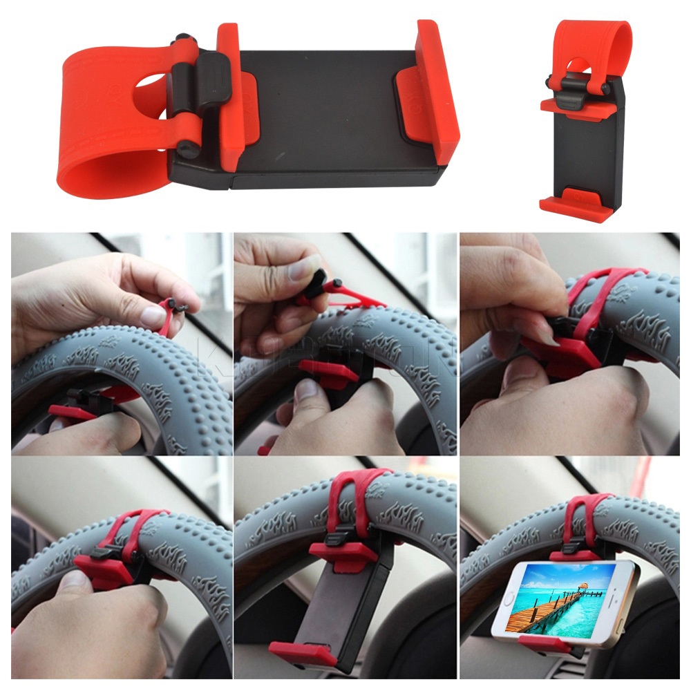 Kebidumei Flexible Steering-Wheel Mount Car Phone Holder Gadget Accessories Interior Support Iphone Samsung For safety