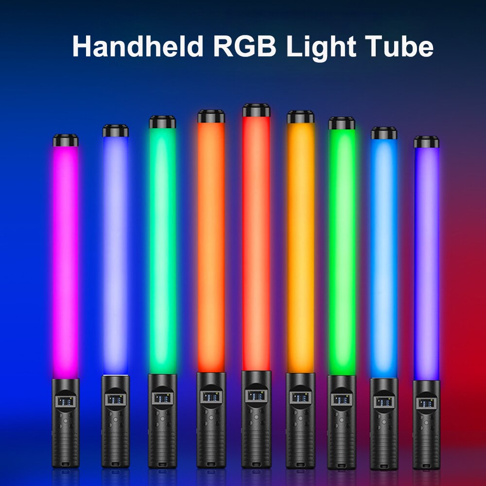 RGB Handheld LED Video Light Tube Photography Light Wand 3000K-6500K Dimmable 10 Lighting Effect for Vlog Portrait Photography
