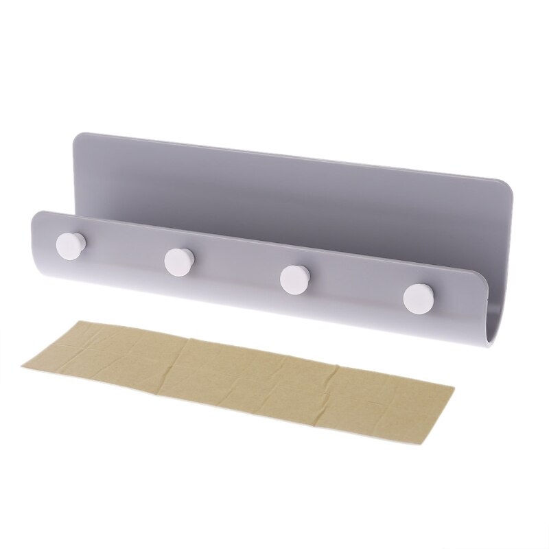 Key Towel Hanger Holder Storage Wall Mount Hook Rack DIY Organizer 4 Hooks Shelf: Grey