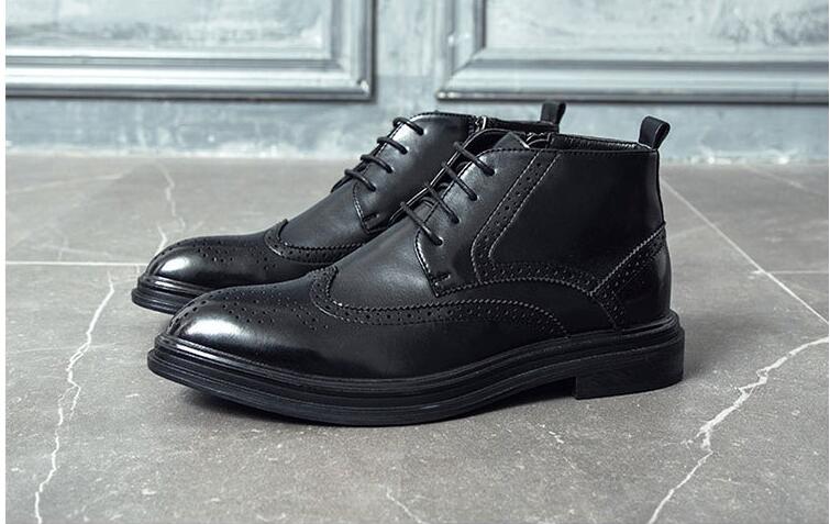 Mężczyźni moda retro rzeźbione Oksford formalne buty biznesowe Chelsea botki obuwie buty męskie buty krótkie buty 756: czarny / 43