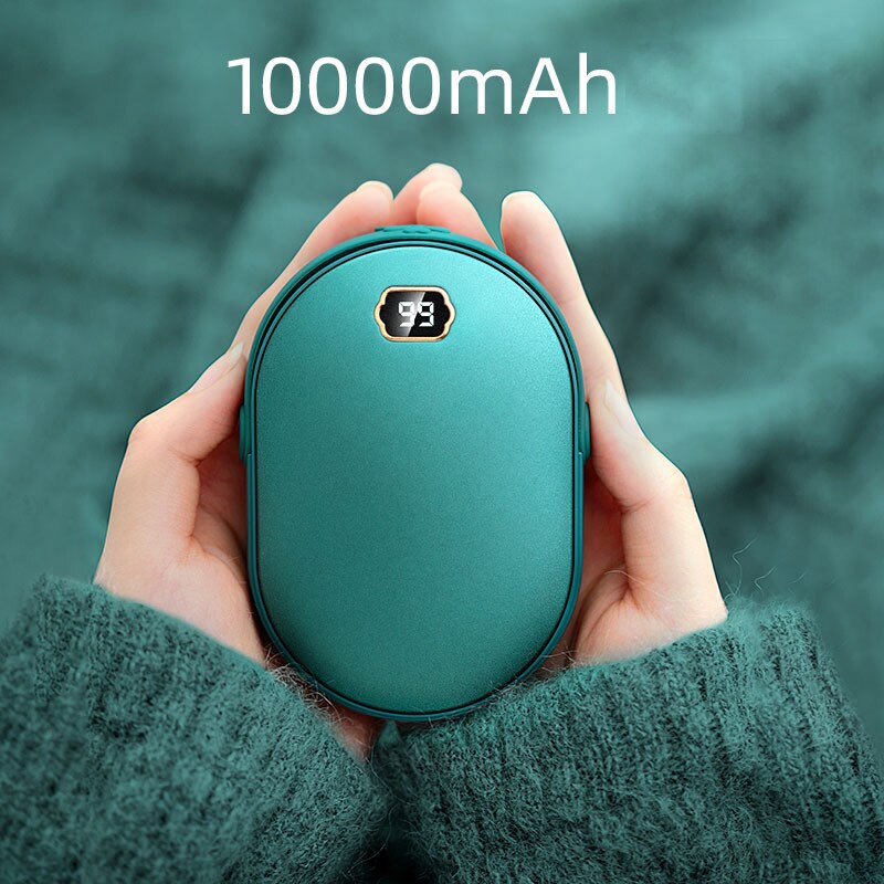Portable Hand Warmer Charging Treasure 2 In 1 Usb Heater 5000/10000 mAh Led Light Safety Pocket Mobile Power Hand Warmer: 10000mAh green