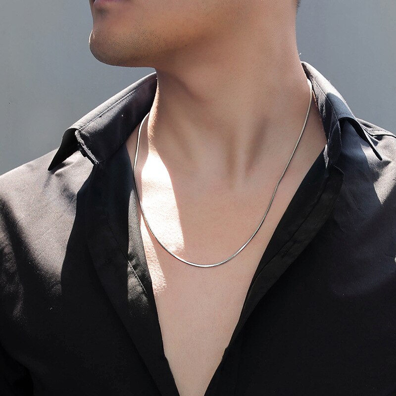 2MM 100% Echtem 925 Sterling Silber Farbe Halskette Kette Für Frauen Männer 45cm/50cm/60cm Schlange Knochen Schlüsselbein Kette Halskette