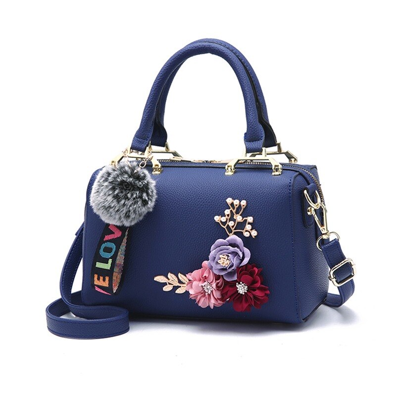 LKEEP Mini Boston Shoulder Bag Women Leather Long Handbags Female Crossbody Messenger Bag Bolsa Sac Ladies Small Tote: blue 3