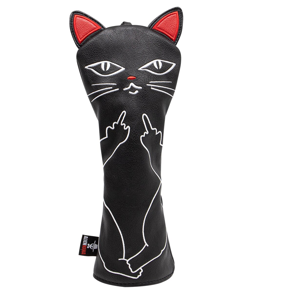Golf Club Headcover Set Aliennana Zwart Leuke Cool Cat 1 Hout Driver Head Cover Fairway Golf Headcvoer Hybird 3 Stks/set: For Driver(Black)