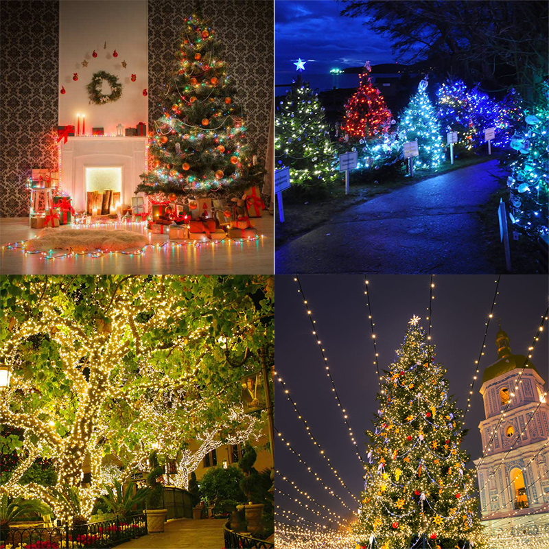 Led julbelysning utomhus 100m 50m 30m 20m 10m led ljusslinga dekoration för fest bröllop krans