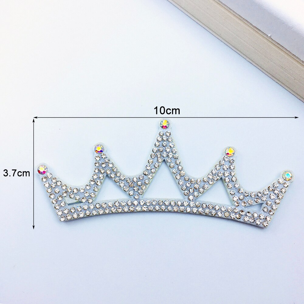4 stuks kleurrijke, schattige prinsessen zilveren strass kroon applicatie doek voor knutselen/bruiloft/kleding decoratie patch diy accessoires: 1