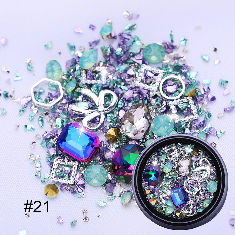 1 stk 3d negle rhinestones sten blandede farverige gør-det-selv-decals med neglebuede pincetkrystaller nail art gør-det-selv dekorationer