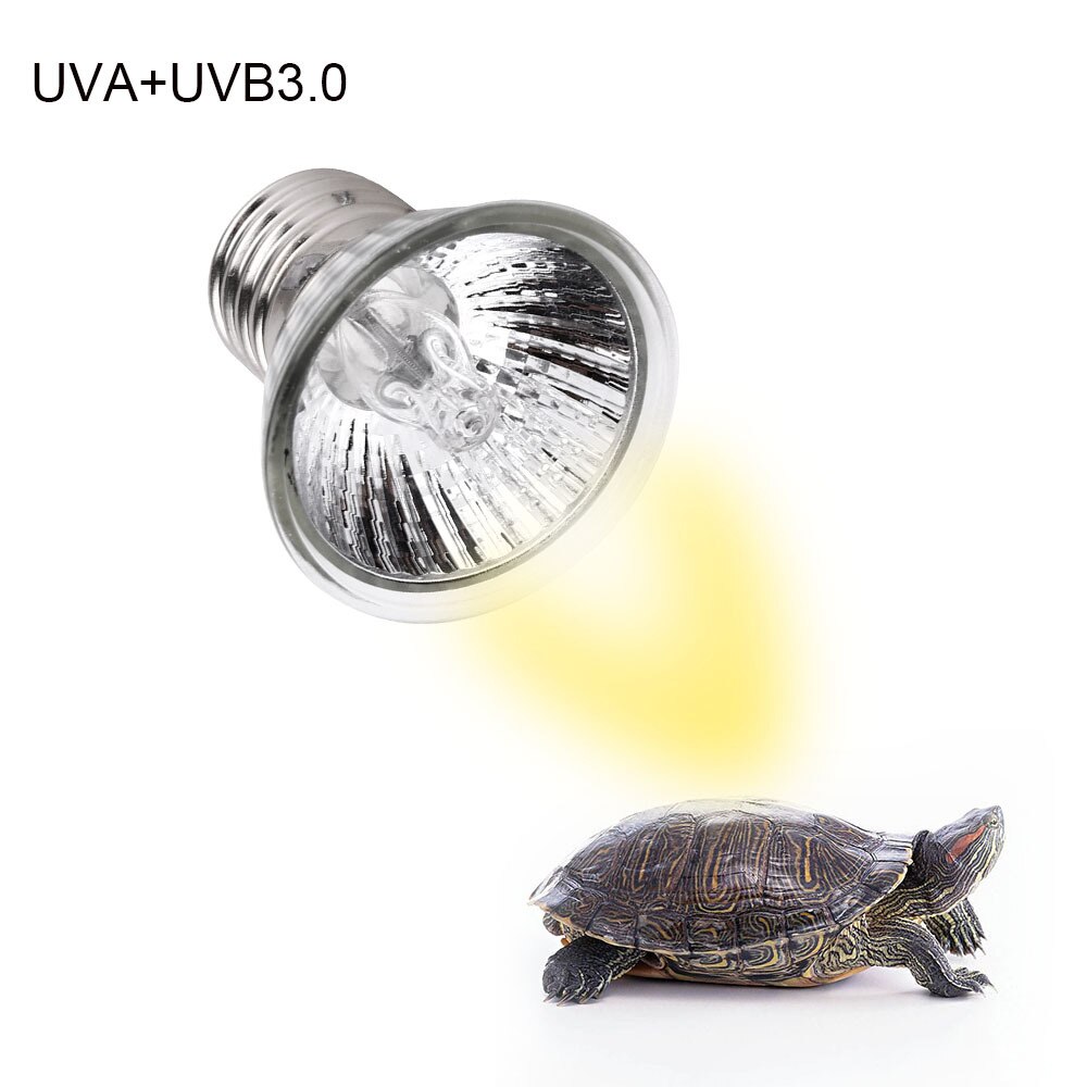 Tortuga disfrutando lámpara de rayos uva uvb reptil calefacción lámpara de Sol de escalada para accesorios de lámpara para reptiles: UVB 75W US 110V