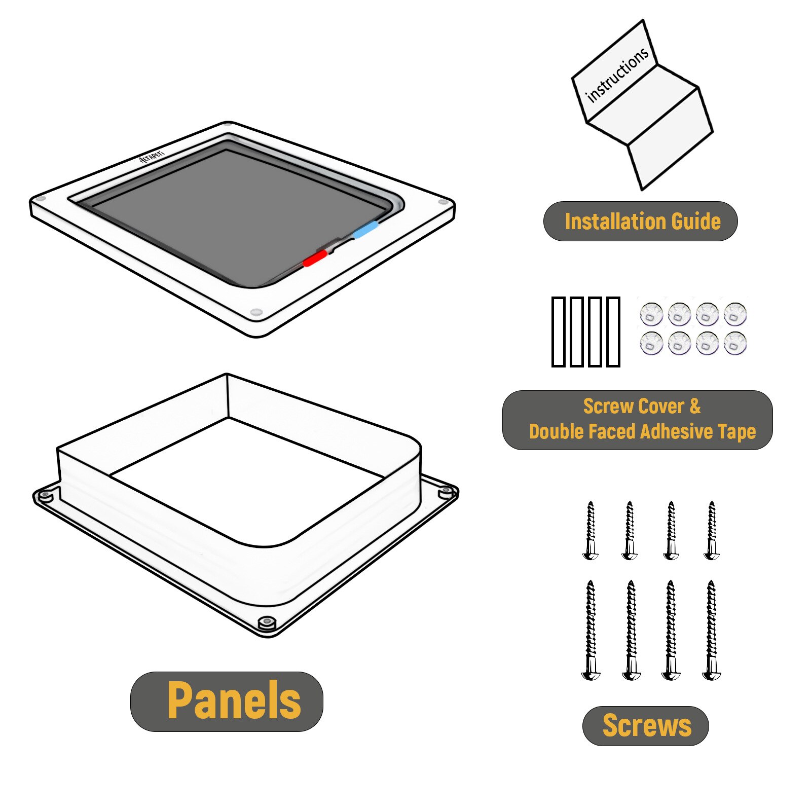 3 Sizes ABS Plastic Small Pet Gate Door Kit Adjustable Dog Cat Flap Door with 4 Way Security Lock for Dog Cats Pet Supplies
