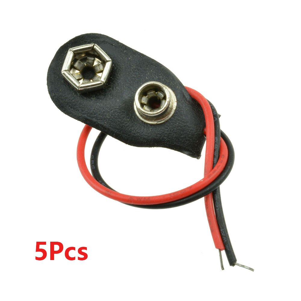1/5/9/10 Uds. Clips de batería de 9V 10cm negro rojo 2 cables conector de conexión de Cable hebilla conector de Clip de batería de 9 voltios soporte de batería: Gris oscuro