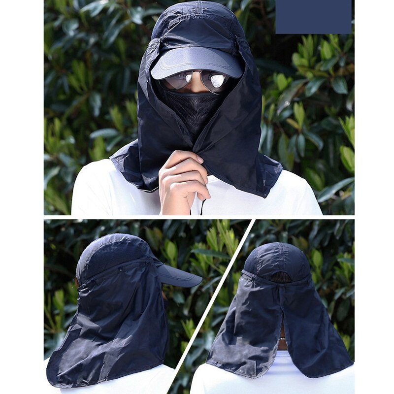 Sun Hat Sun Caps Flap Hats Summer Men Women Sun Visor Cap Folding Removable Neck Face Mask Head