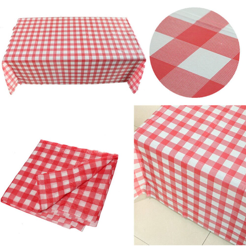 1 PC 160cm*160cm Red Gingham Plastic Disposable party Tablecloth Tablecover For Party Outdoor Picnic BBQ