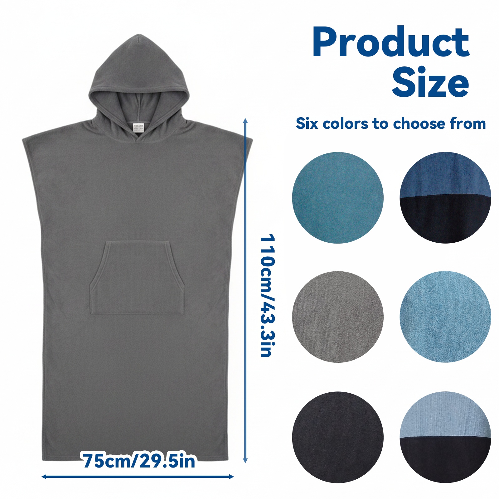 Volwassenen snel drogende surf poncho hoodie microvezel strandjas zwemhanddoek voor wisselen en strandgebruik