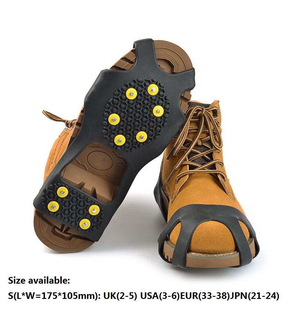 Chaussures de neige transparentes universelles à 10 goujons, Crampons à poignées pointues, couvre-chaussures antidérapantes de Camping, d&#39;escalade d&#39;hiver, taille S M L XL: S