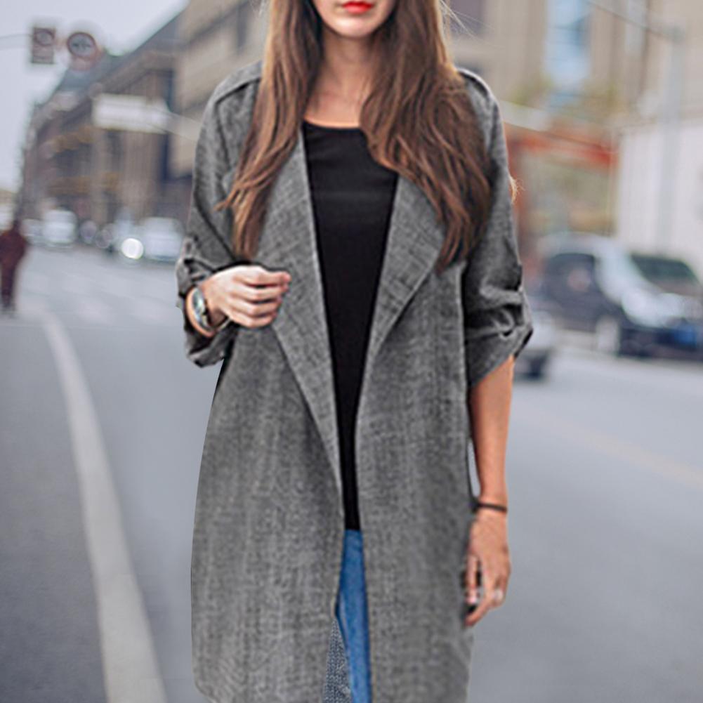 Mid-length Coat Casual Windbreaker For Autumn And Winter Spring Long Trench Coat Gray Warm Loose Plus Size Windbreaker