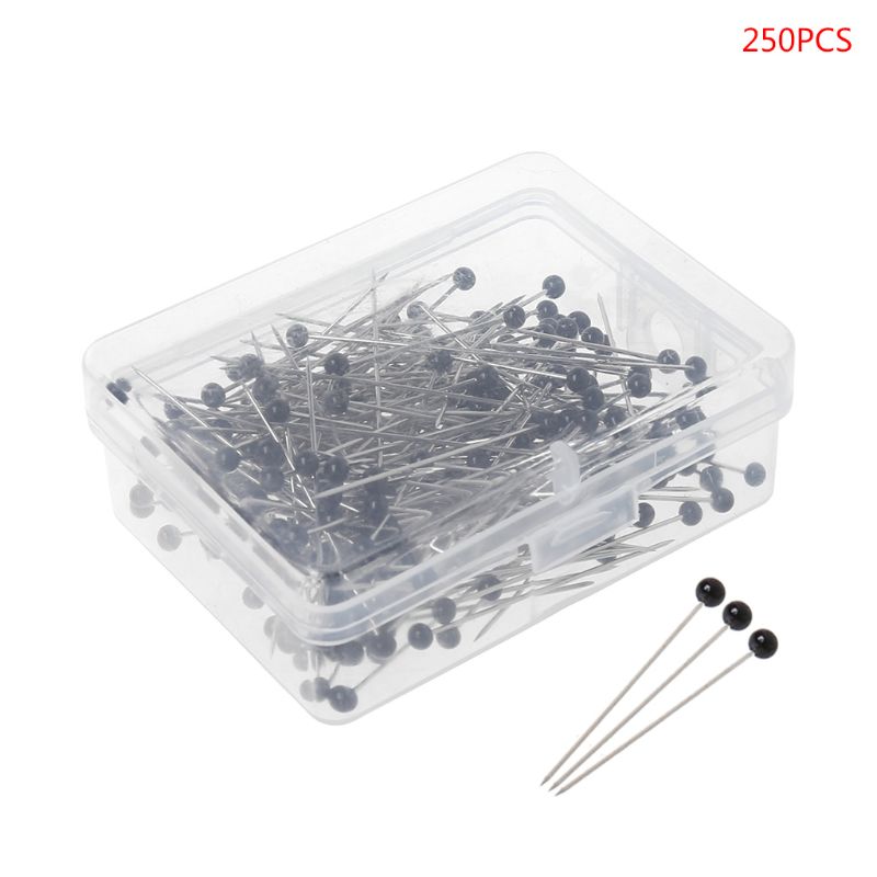 250pcs Round Glass Ball Head Pins DIY Quilting Tool Sewing Accessories School Office Stationery: Black