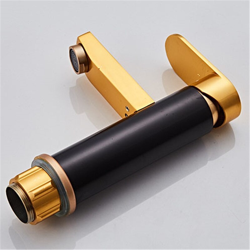 Aluminium handfatskranar svartguld badrum handfat handfatskran ett hål  r9jf