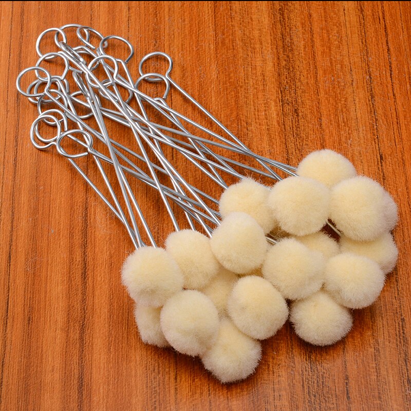 40pcs Round Wool Daubers With Metal Handle For Dye Dauber Applicator Assisted Dyeing Tools Leather Tool Accessories