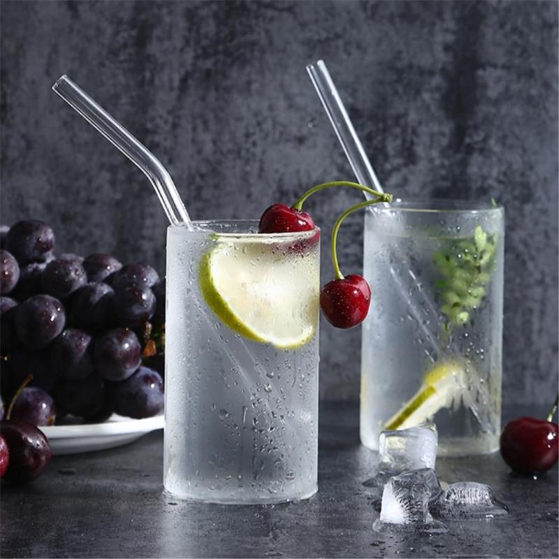 1 Juego de pajitas de vidrio reutilizables, pajilla recta reutilizable, Pajita para beber con cepillo de limpieza y paño de limpieza para bebidas frías y calientes