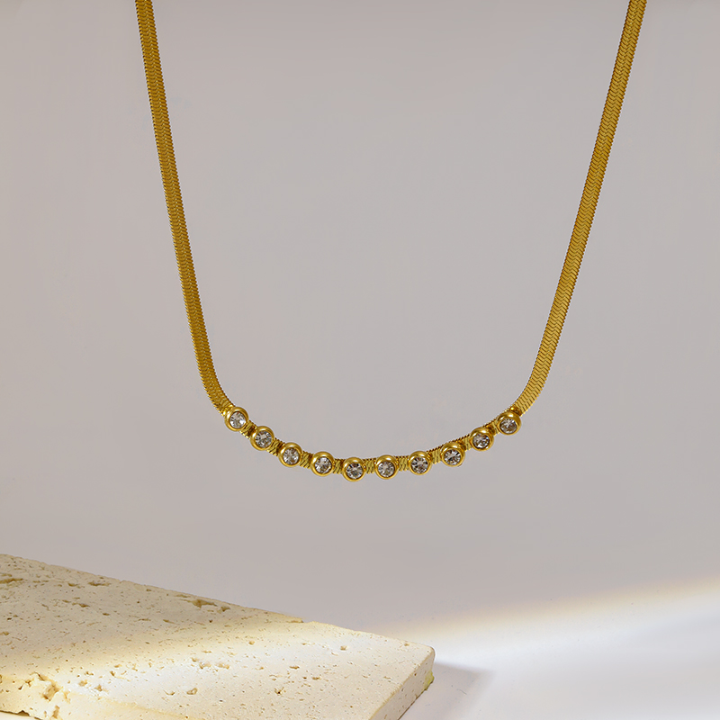 EILIECK 316L collar de circón de Color dorado de acero inoxidable para mujer gargantilla de cadena de estilo Simple collares de boda de joyería