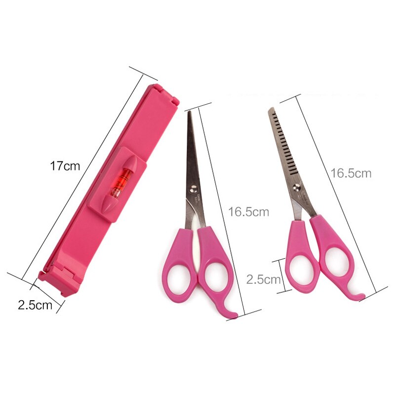 3Pcs Professionele Roze Diy Vrouwen Meisje Pony Artefact Tool Kit Kapper Gereedschappen Snoeien Schaar