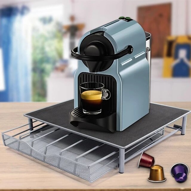 Coffee Machine Base Pod Holder Storage Drawer Coffee Capsules Drawers Organizer Stand Rack Drawers Stainless Steel