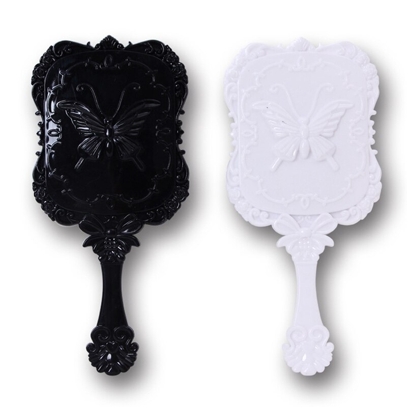 1 stk søde 2 farver sort hvid makeup spejl plast vintage håndholdt bærbare kosmetik spejle retro mønster skønhed spejl