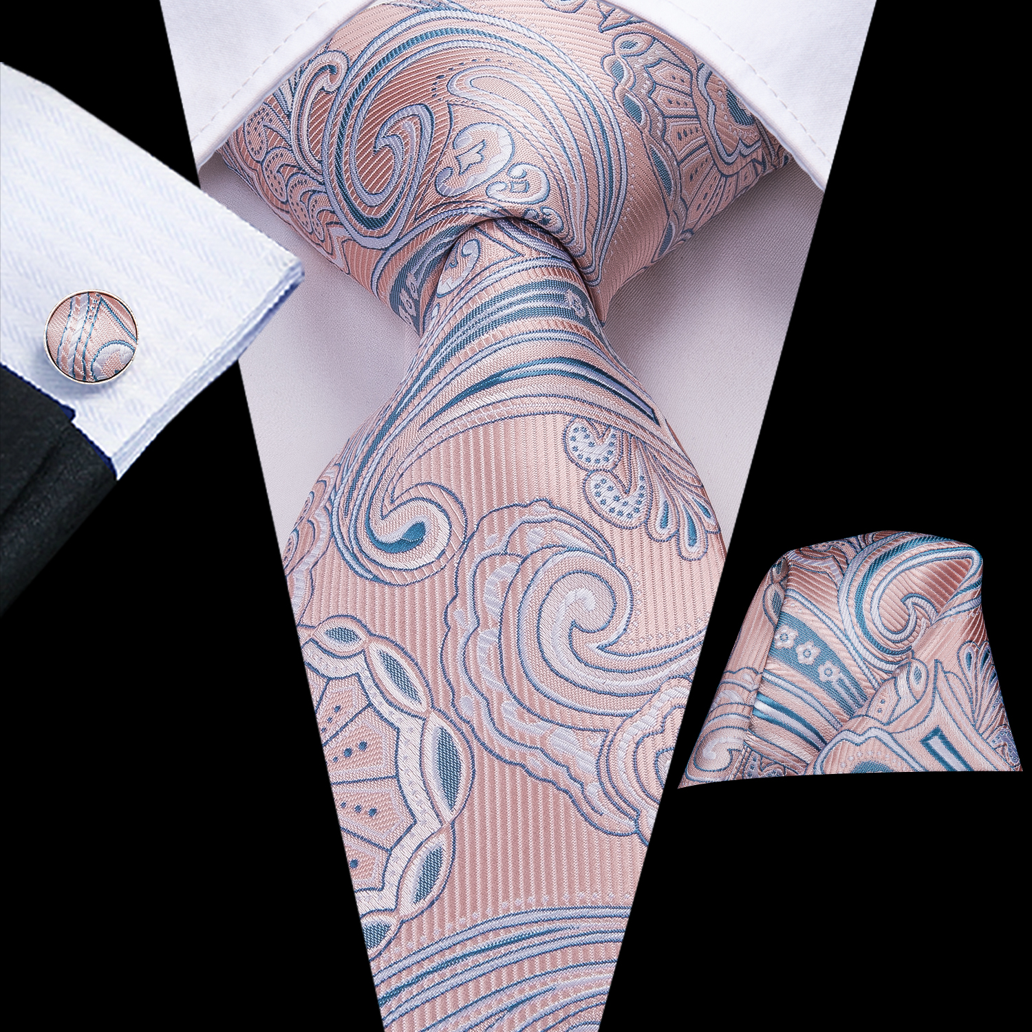 Hi-Tie Mens Tie Rood Bordeaux Paisley Zijde Bruiloft Stropdas Voor Mannen Hanky Manchetknopen Set Business party